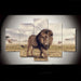 Majestic Lion 5 Piece HD Multi Panel Canvas Wall Art Frame - Original Frame