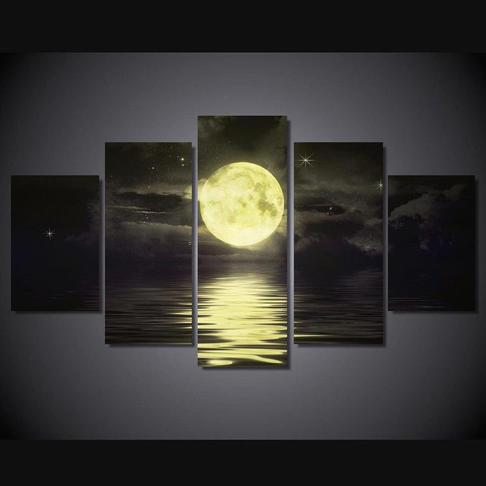 Moon on the Lake 5 Piece HD Multi Panel Canvas Wall Art Frame