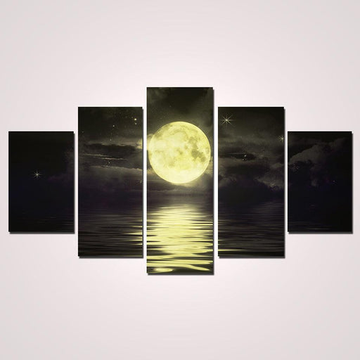 Moon On The Lake 5 Piece HD Multi Panel Canvas Wall Art Frame - Original Frame