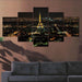 Eiffel Tower Night-view 5 Piece HD Multi Panel Canvas Wall Art Frame - Original Frame