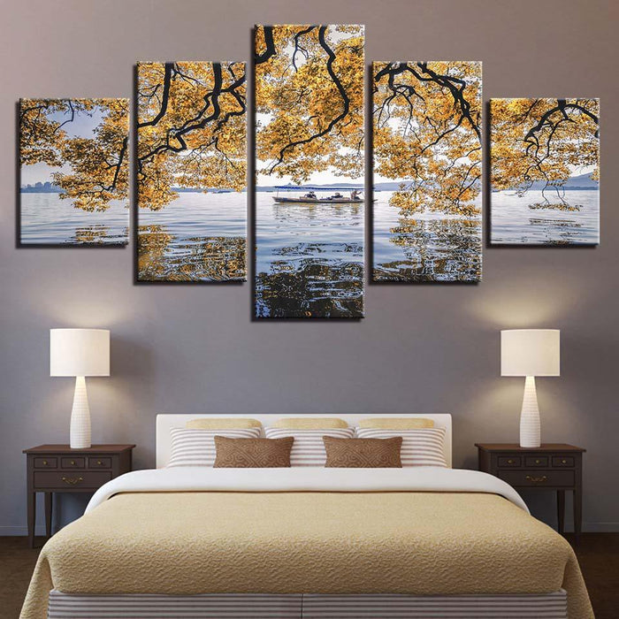 River Shades 5 Piece HD Multi Panel Canvas Wall Art Frame - Original Frame