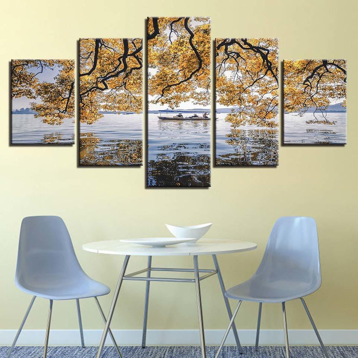 River Shades 5 Piece HD Multi Panel Canvas Wall Art Frame