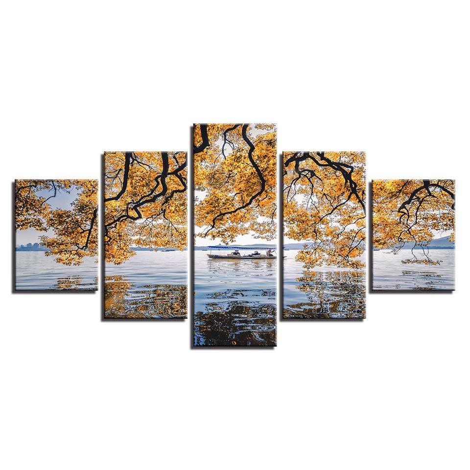 River Shades 5 Piece HD Multi Panel Canvas Wall Art Frame - Original Frame