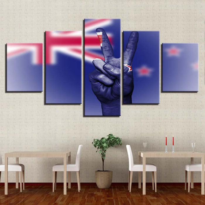 National Flag 5 Piece HD Multi Panel Canvas Wall Art Frame