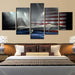 American Fighter Jet 5 Piece HD Multi Panel Canvas Wall Art Frame - Original Frame