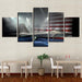 American Fighter Jet 5 Piece HD Multi Panel Canvas Wall Art Frame - Original Frame