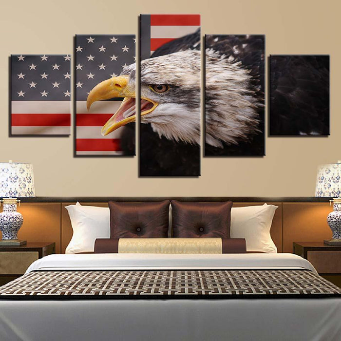American Eagle 5 Piece HD Multi Panel Canvas Wall Art Frame