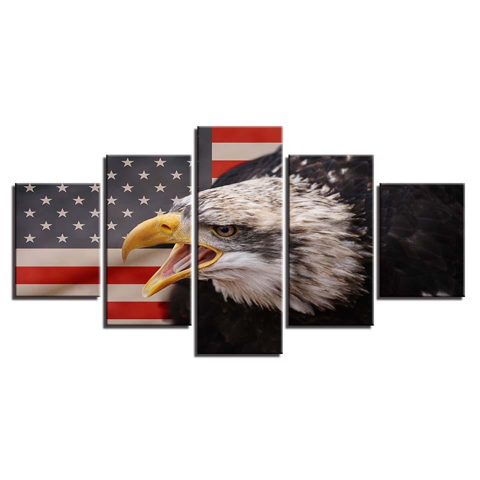 American Eagle 5 Piece HD Multi Panel Canvas Wall Art Frame - Original Frame
