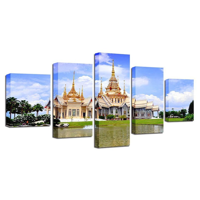 Monastery 5 Piece HD Multi Panel Canvas Wall Art Frame - Original Frame