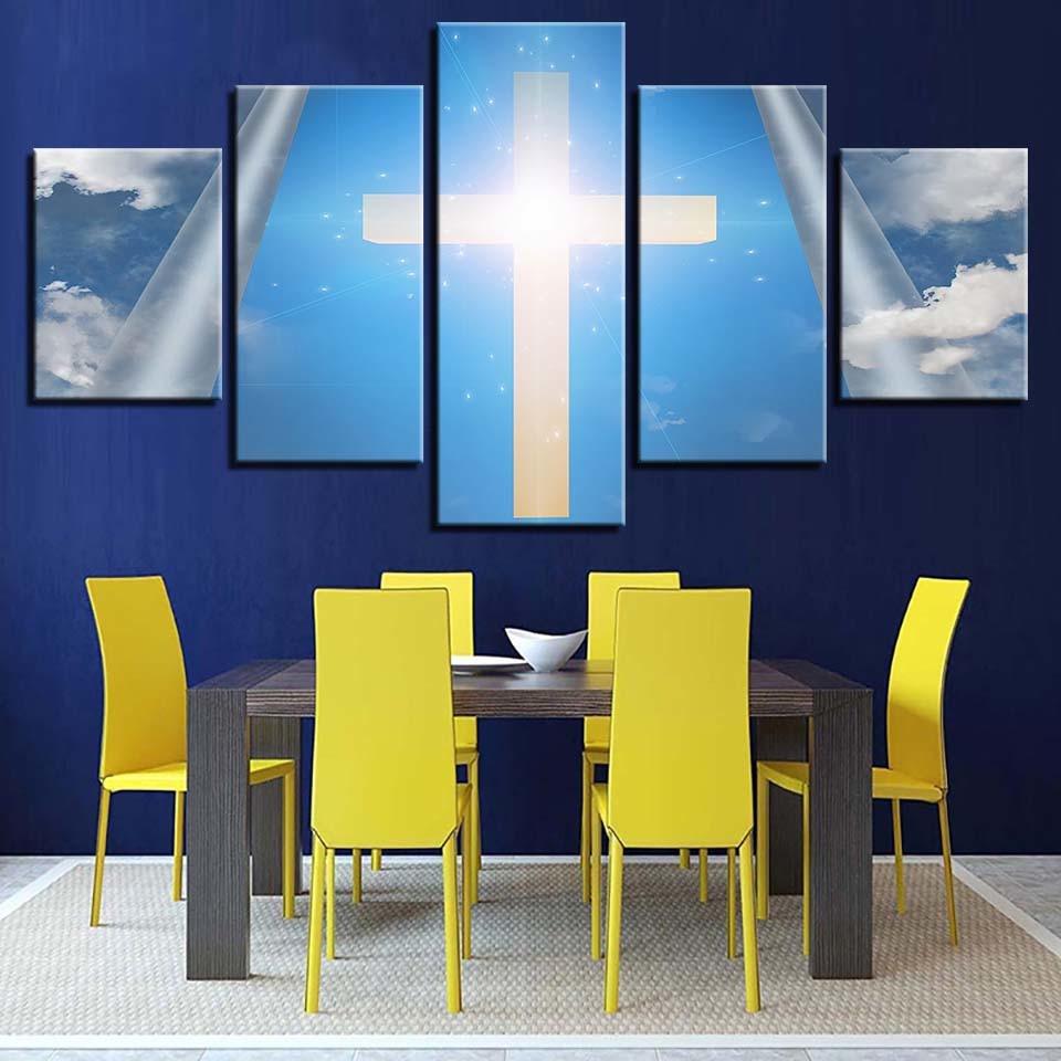 Holy Cross 5 Piece HD Multi Panel Canvas Wall Art Frame - Original Frame