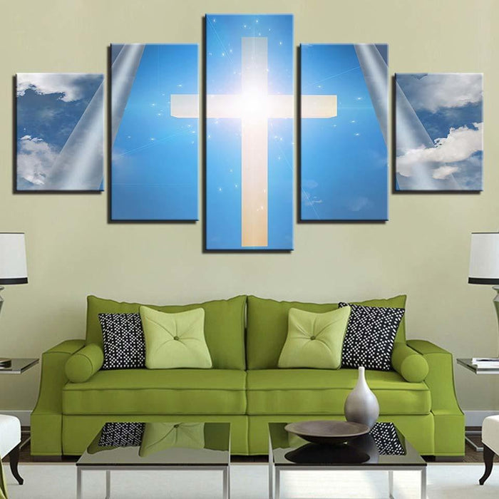 Holy Cross 5 Piece HD Multi Panel Canvas Wall Art Frame - Original Frame