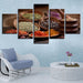 Grains Spices Seasoning 5 Piece HD Multi Panel Canvas Wall Art Frame - Original Frame