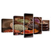 Grains Spices Seasoning 5 Piece HD Multi Panel Canvas Wall Art Frame - Original Frame