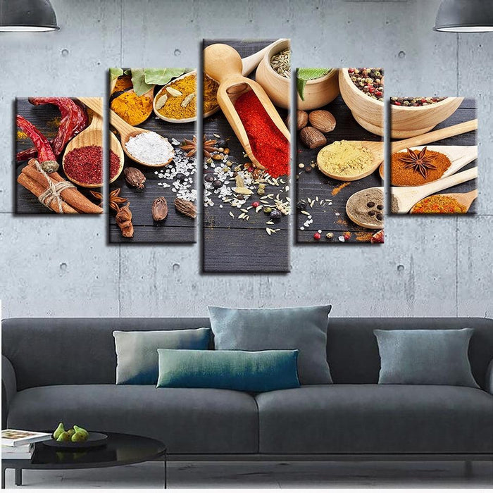 Shades of Spice 5 Piece HD Multi Panel Canvas Wall Art Frame - Original Frame