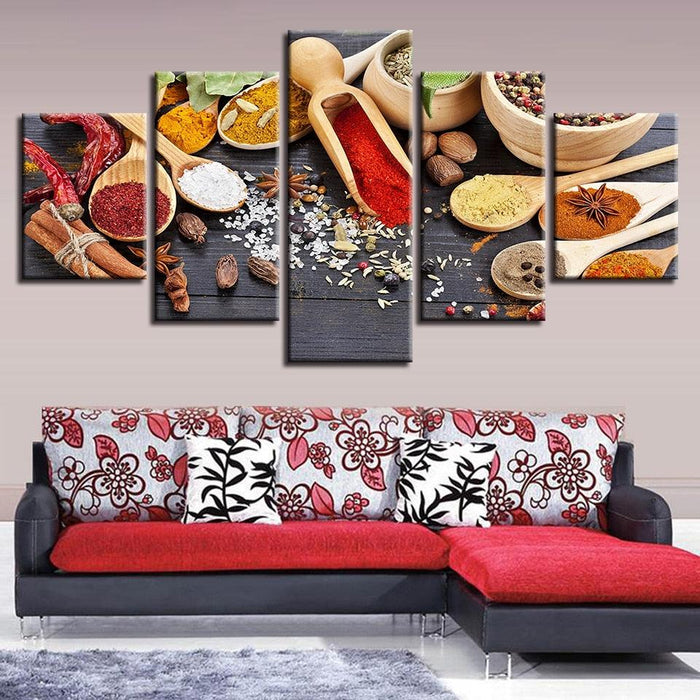 Shades of Spice 5 Piece HD Multi Panel Canvas Wall Art Frame - Original Frame