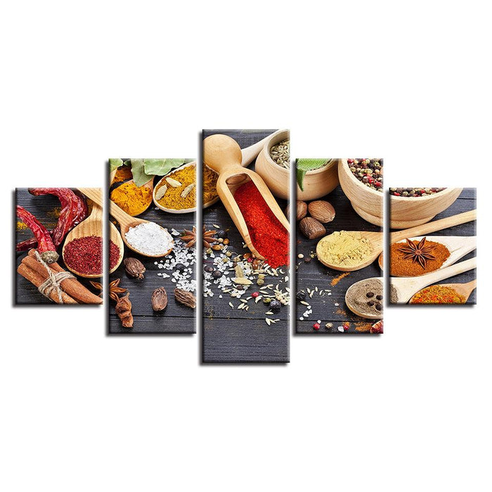 Shades of Spice 5 Piece HD Multi Panel Canvas Wall Art Frame - Original Frame