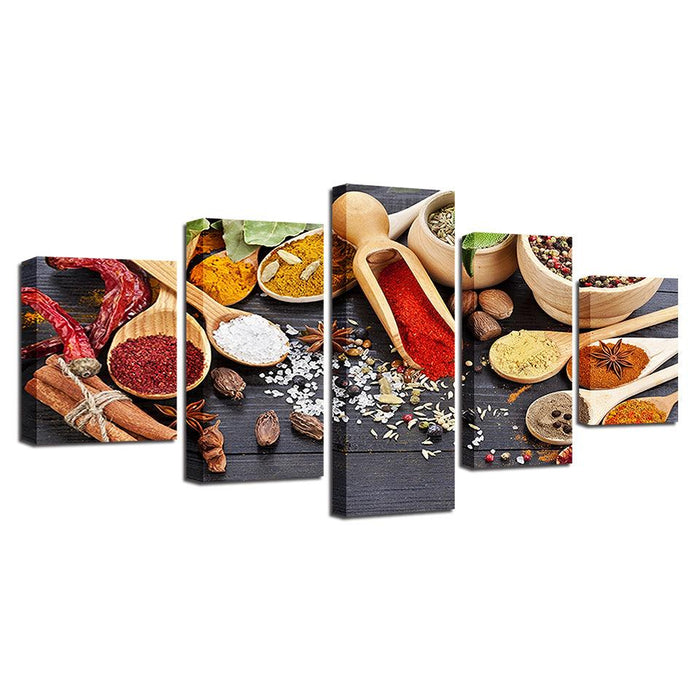 Shades of Spice 5 Piece HD Multi Panel Canvas Wall Art Frame - Original Frame