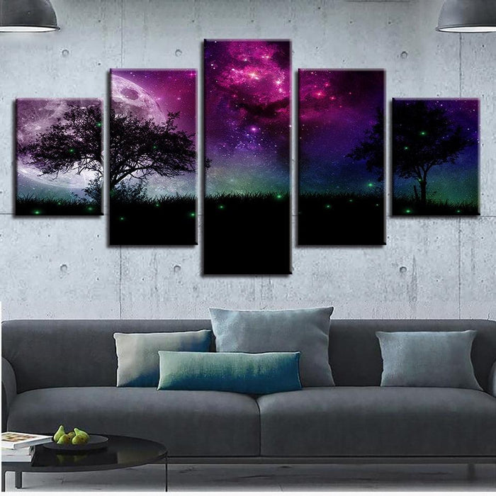 Mystic Night 5 Piece HD Multi Panel Canvas Wall Art Frame - Original Frame