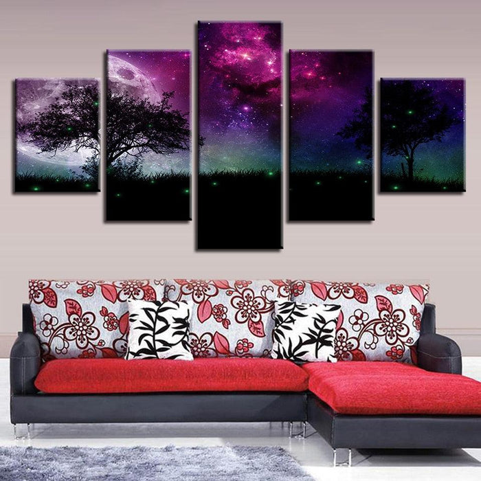 Mystic Night 5 Piece HD Multi Panel Canvas Wall Art Frame - Original Frame