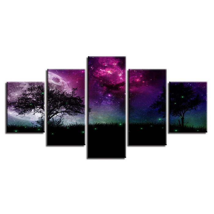 Mystic Night 5 Piece HD Multi Panel Canvas Wall Art Frame - Original Frame