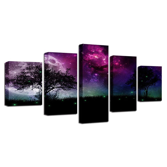 Mystic Night 5 Piece HD Multi Panel Canvas Wall Art Frame - Original Frame