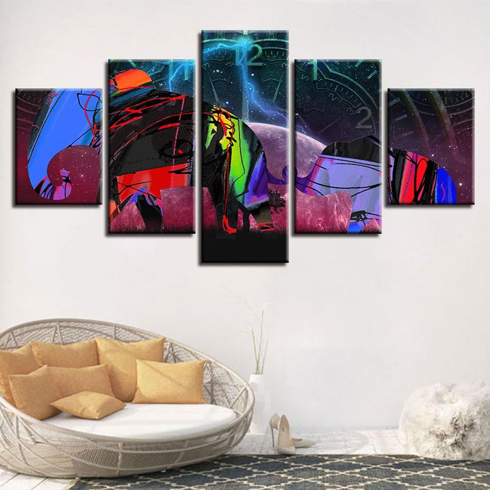 Abstract Elephant Graffiti 5 Piece HD Multi Panel Canvas Wall Art Frame - Original Frame