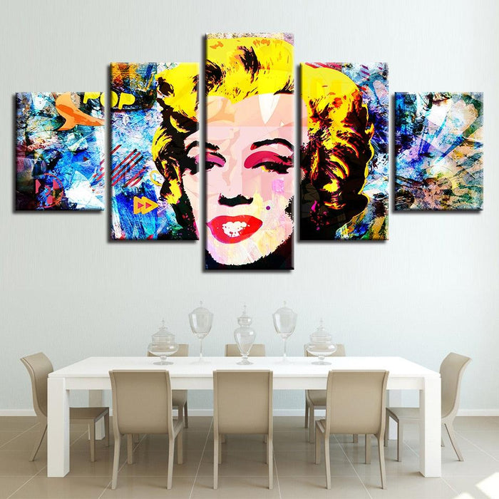 Marilyn Monroe Abstract 5 Piece HD Multi Panel Canvas Wall Art Frame - Original Frame