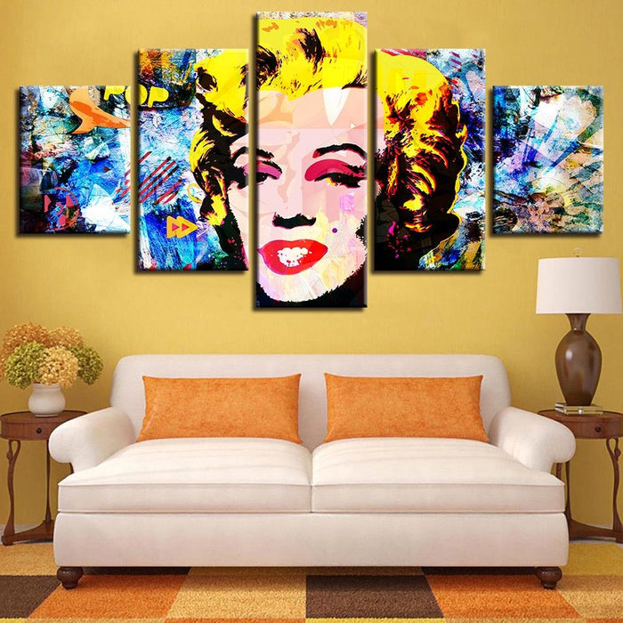 Marilyn Monroe Abstract 5 Piece HD Multi Panel Canvas Wall Art Frame - Original Frame