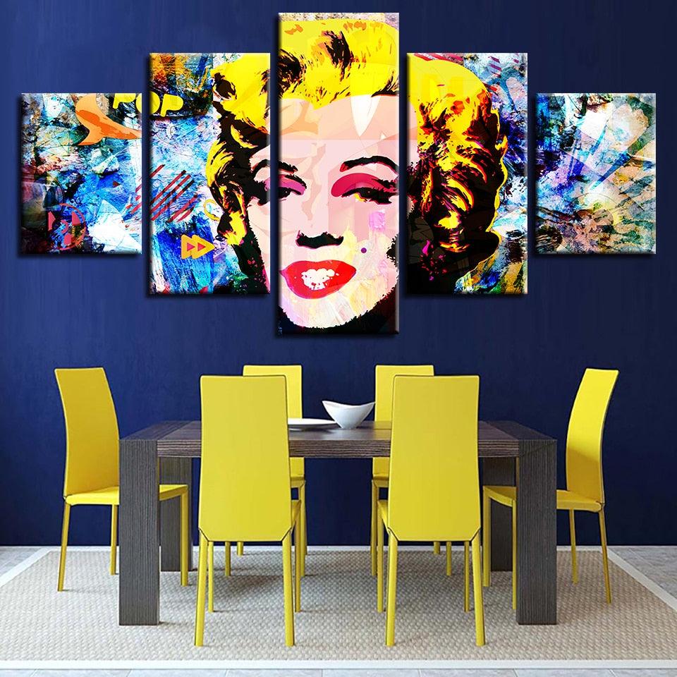 Marilyn Monroe Abstract 5 Piece HD Multi Panel Canvas Wall Art Frame - Original Frame