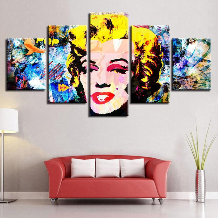 Marilyn Monroe Abstract 5 Piece HD Multi Panel Canvas Wall Art Frame - Original Frame