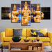 Combined Lord Ganesha 5 Piece HD Multi Panel Canvas Wall Art Frame - Original Frame