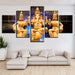 Combined Lord Ganesha 5 Piece HD Multi Panel Canvas Wall Art Frame - Original Frame