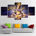 Lord Ganesha 5 Piece HD Classical Multi Panel Canvas Wall Art Frame - Original Frame