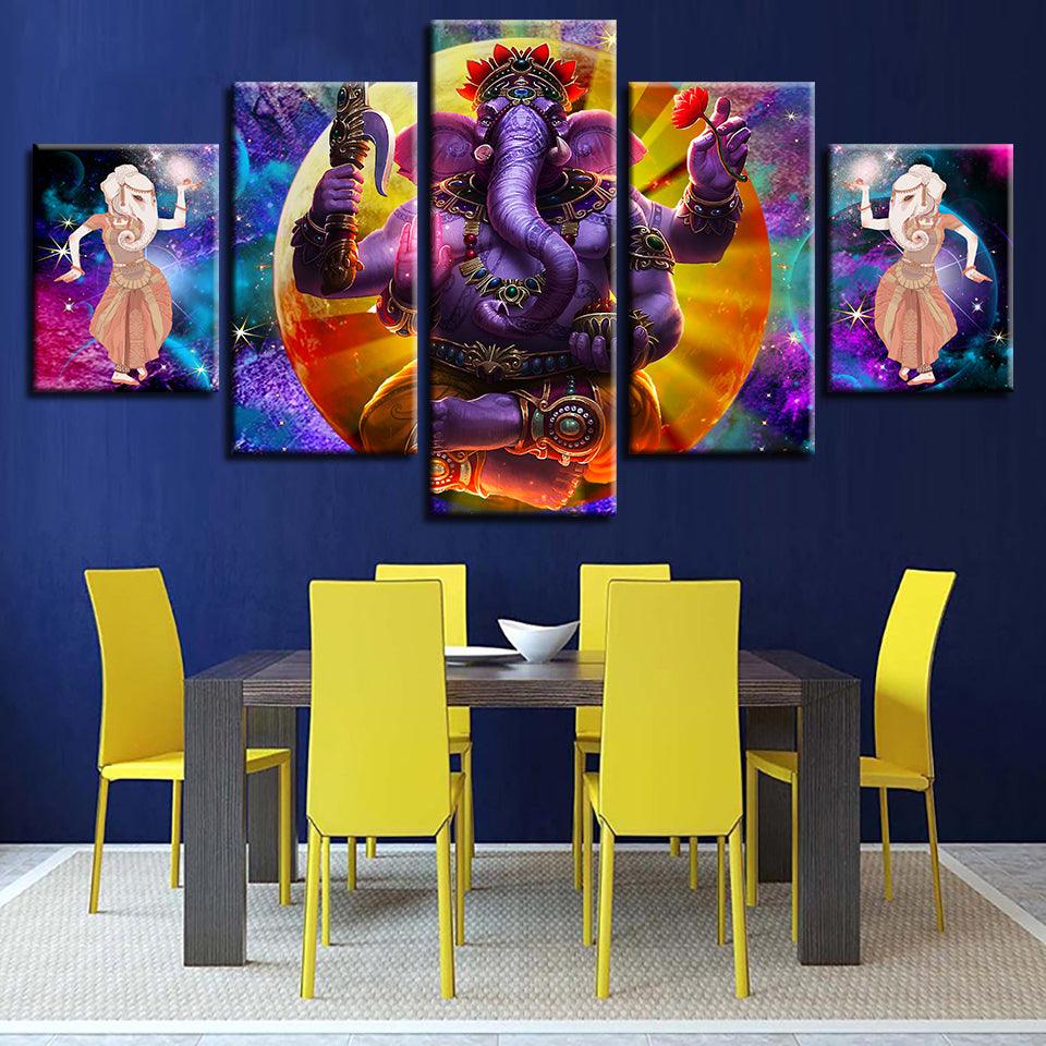 Hindu God Ganesha Canvas Picture - Original Frame