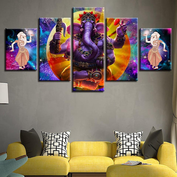 Hindu God Ganesha Canvas Picture - Original Frame