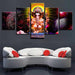 Lord Ganesha Theme 5 Piece HD Multi Panel Canvas Wall Art Frame - Original Frame