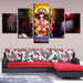 Lord Ganesha Theme 5 Piece HD Multi Panel Canvas Wall Art Frame - Original Frame