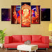 Lord Ganesha With Star 5 Piece HD Multi Panel Canvas Wall Frame - Original Frame