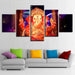 Lord Ganesha With Star 5 Piece HD Multi Panel Canvas Wall Frame - Original Frame