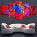 Ganesha Red And Blue 5 Piece HD Multi Panel Canvas Wall Art Frame - Original Frame