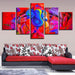 Ganesha Red And Blue 5 Piece HD Multi Panel Canvas Wall Art Frame - Original Frame