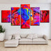 Ganesha Red And Blue 5 Piece HD Multi Panel Canvas Wall Art Frame - Original Frame