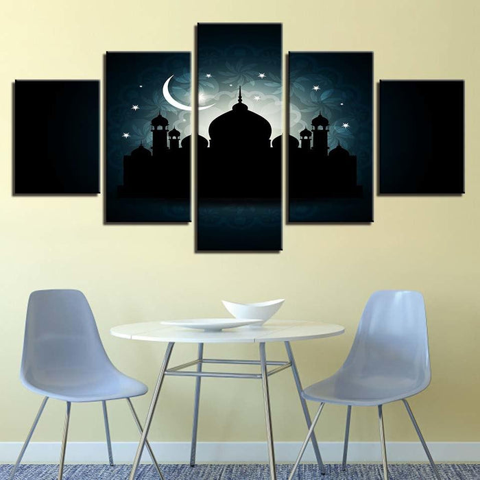 Mosque Ramadan 5 Piece HD Multi Panel Canvas Wall Art Frame - Original Frame