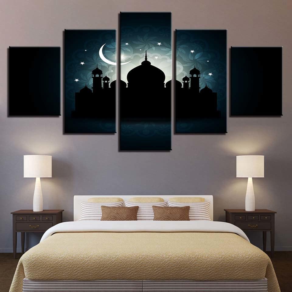 Mosque Ramadan 5 Piece HD Multi Panel Canvas Wall Art Frame - Original Frame