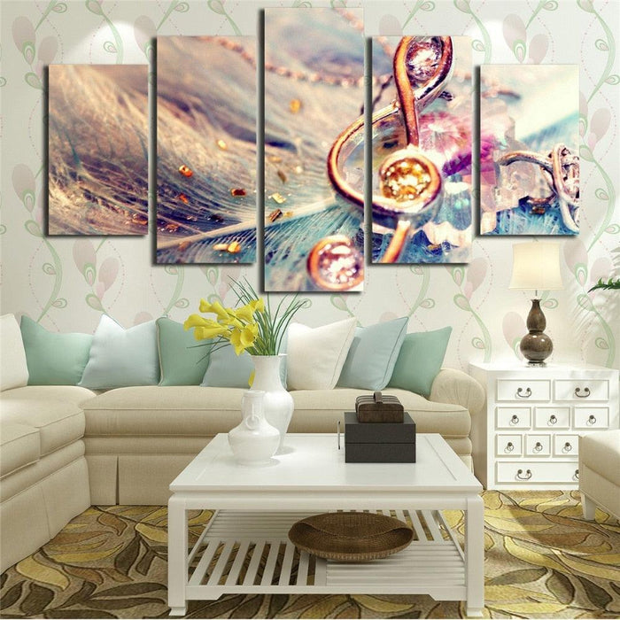 Abstract Music Note 5 Piece HD Multi Panel Canvas Wall Art Frame