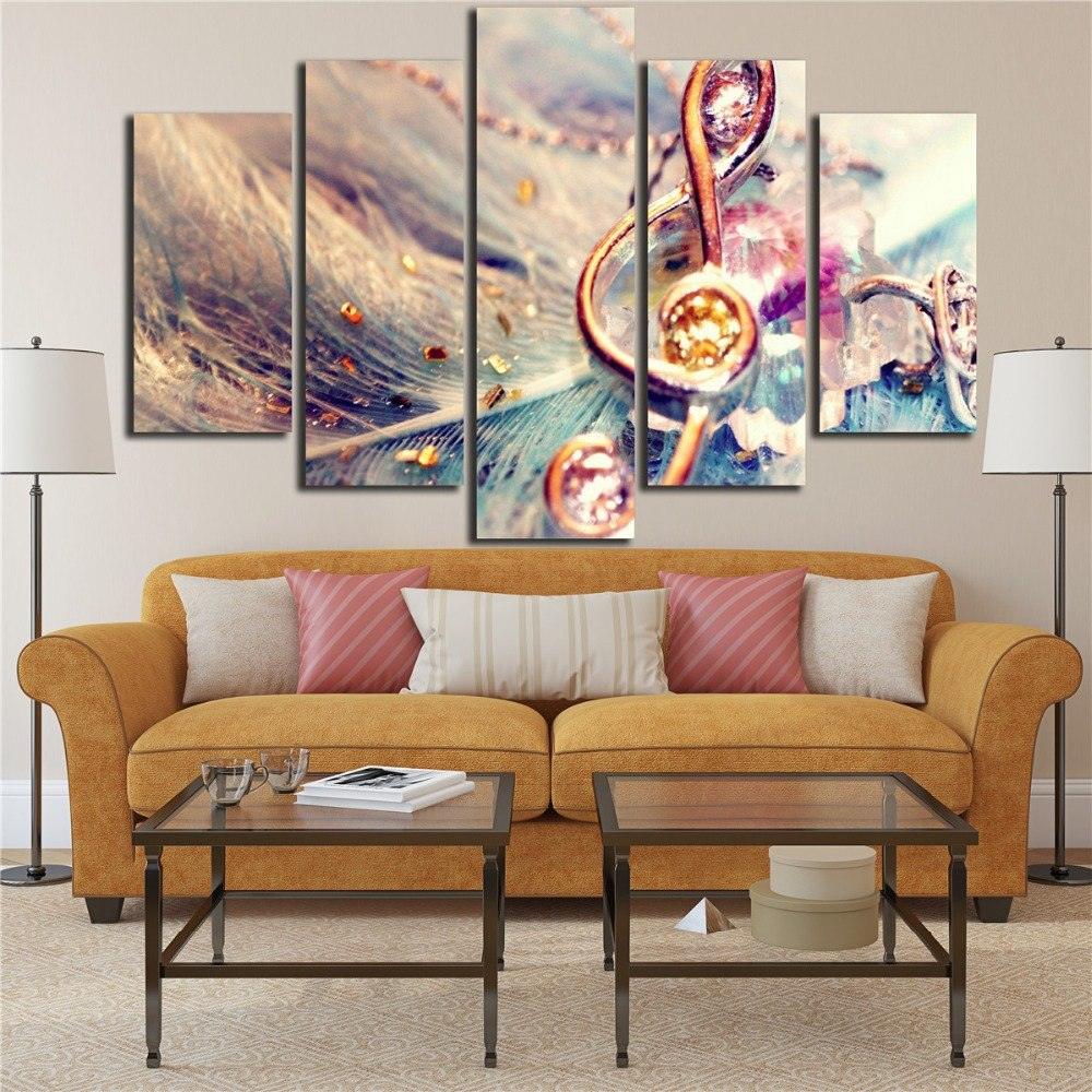 Abstract Music Note 5 Piece HD Multi Panel Canvas Wall Art Frame - Original Frame