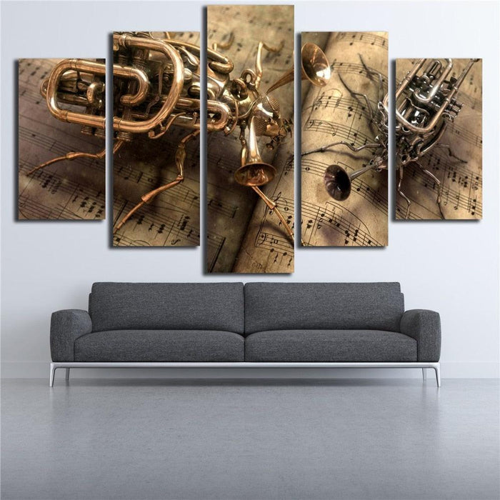 Tuba & Jazz 5 Piece HD Multi Panel Canvas Wall Art Frame
