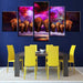 Elephant Group Nebula Scenery 5 Piece HD Multi Panel Canvas Wall Art Frame - Original Frame