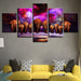 Elephant Group Nebula Scenery 5 Piece HD Multi Panel Canvas Wall Art Frame - Original Frame