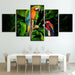 Tropical Parrots on Tree 5 Piece HD Multi Panel Canvas Wall Art Frame - Original Frame